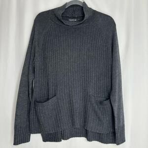 Toad & Co Clementines gray mock neck wool blend sweater size medium